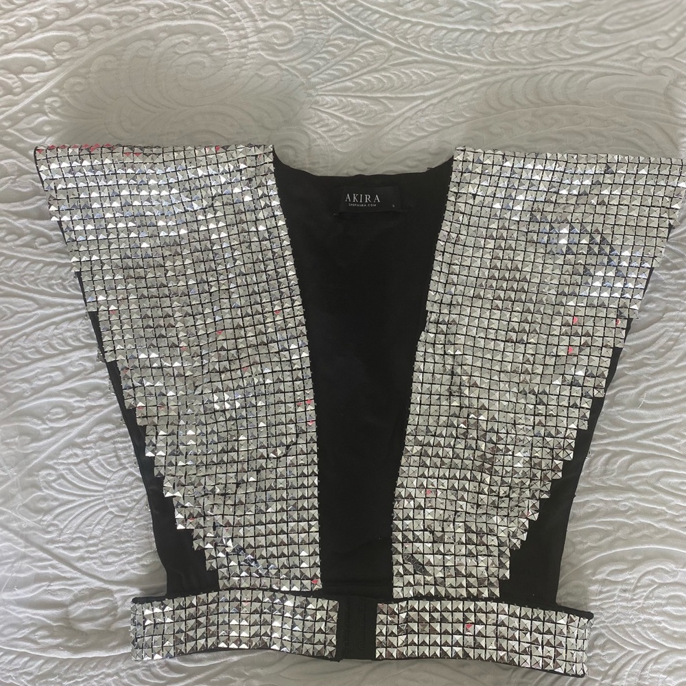 AKIRA Black Vest with Silver Studs